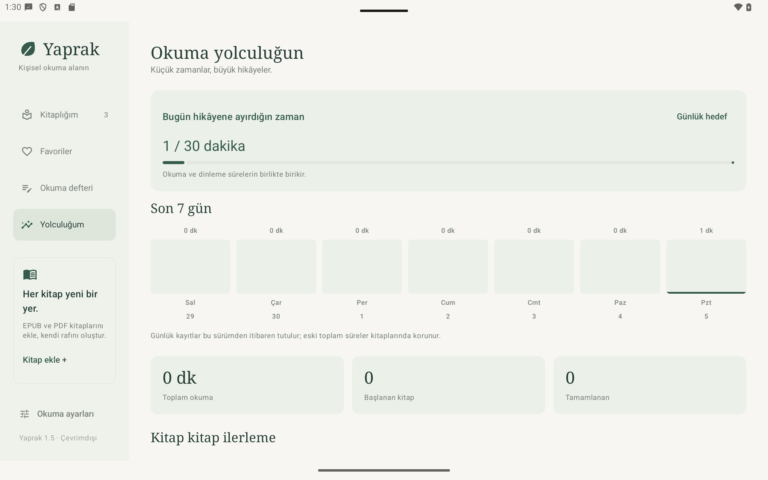 Yaprak günlük hedef ekranı